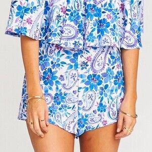 Show Me Your Mumu Martine Huckleberry Print Short High Waisted Boho Coastal XS